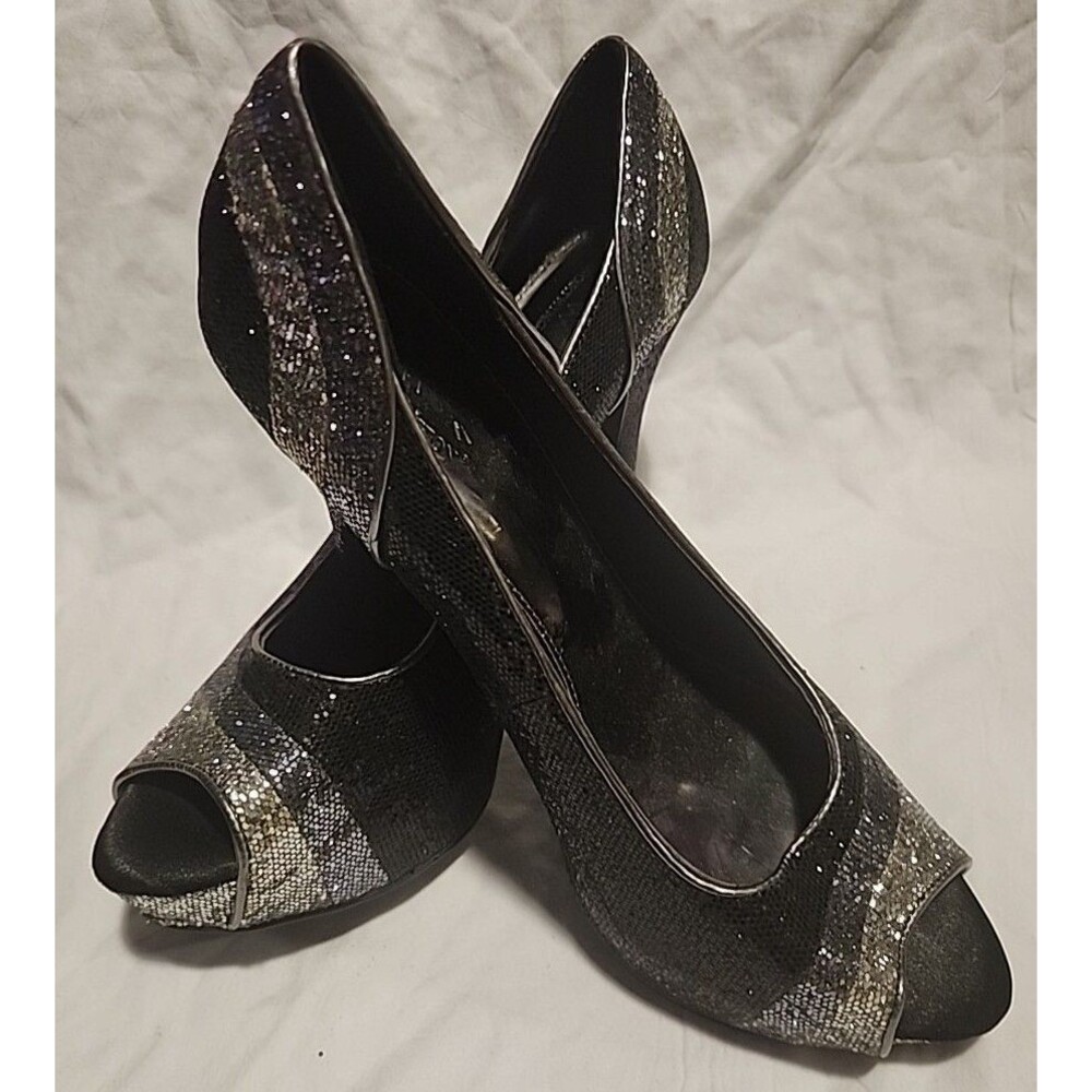 Worthington Multicolored Glitter Sequin 5in Peep Toe Stilettos Womens Shoes 10M